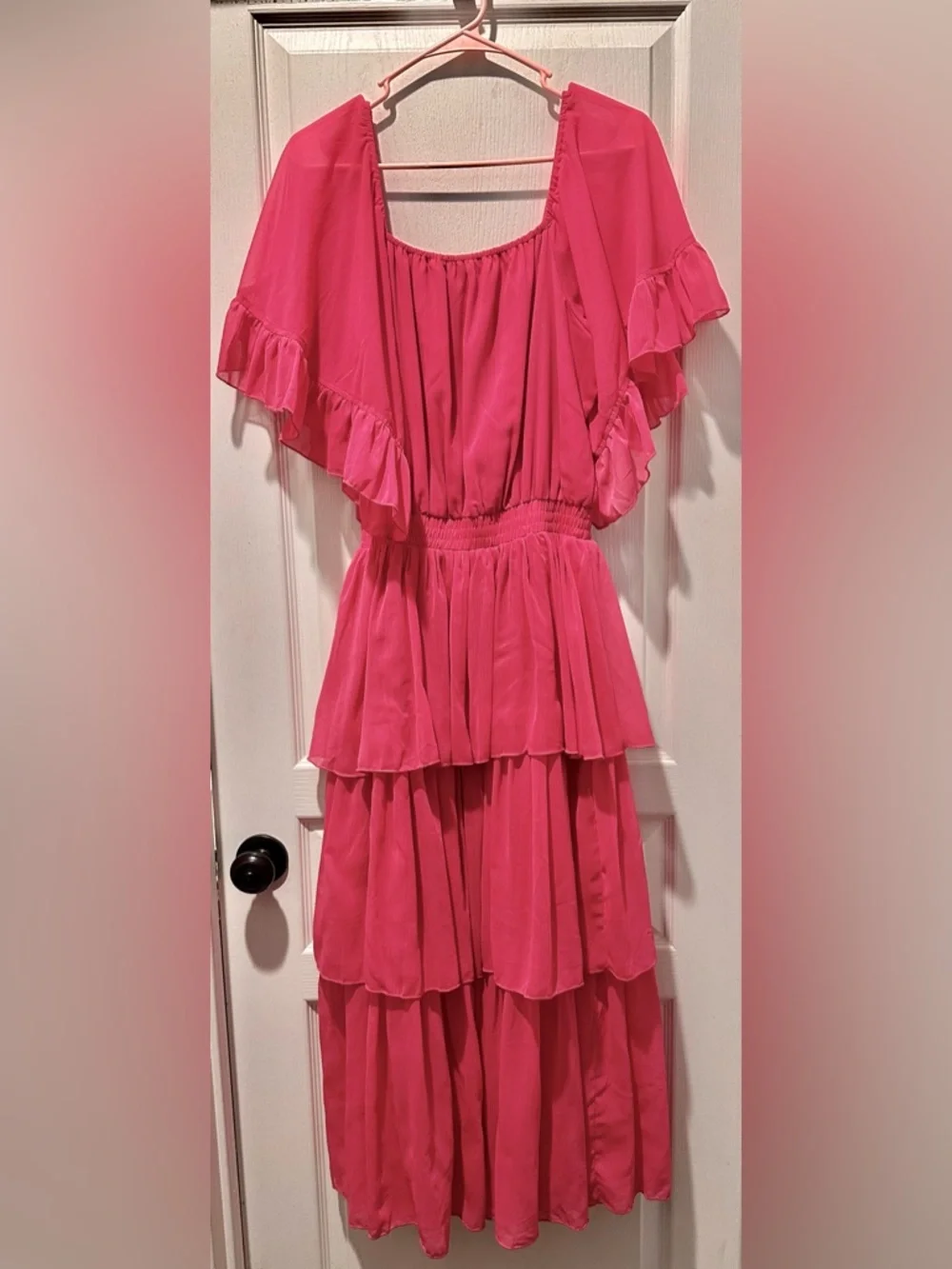 Endless Rose Chiffon Off the Shoulder Ruffle Tier Maxi Dress - Picture 8 of 9